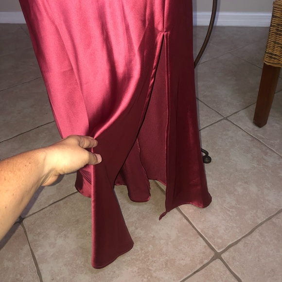 Cantonwalker Satin High Slit Wedding Formal Maxi Cocktail Evening Party Dress XS - Picture 2 of 8